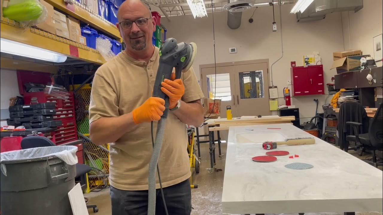 How to Sanding Corian countertop base edges YouTube