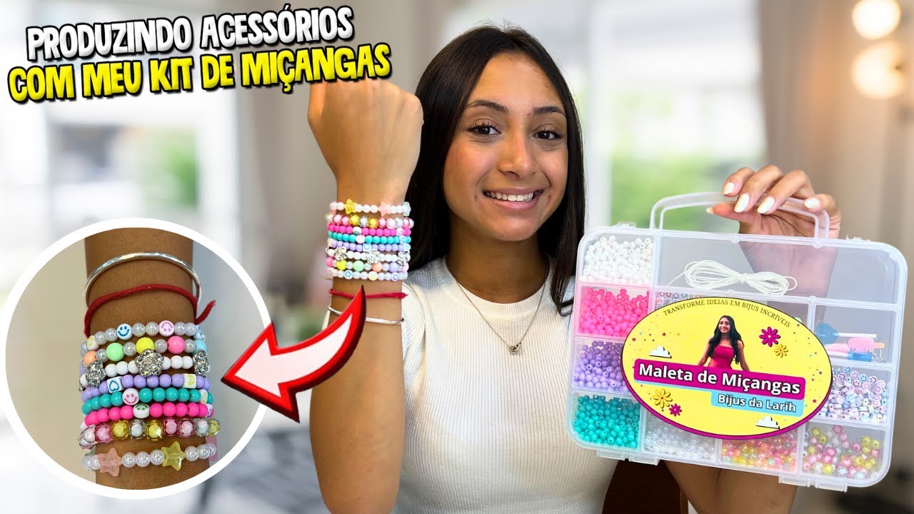 PRODUZINDO ACESSÓRIOS COM MEU KIT DE MIÇANGAS BIJUS DA LARIH | O MUNDO DE LARISSA