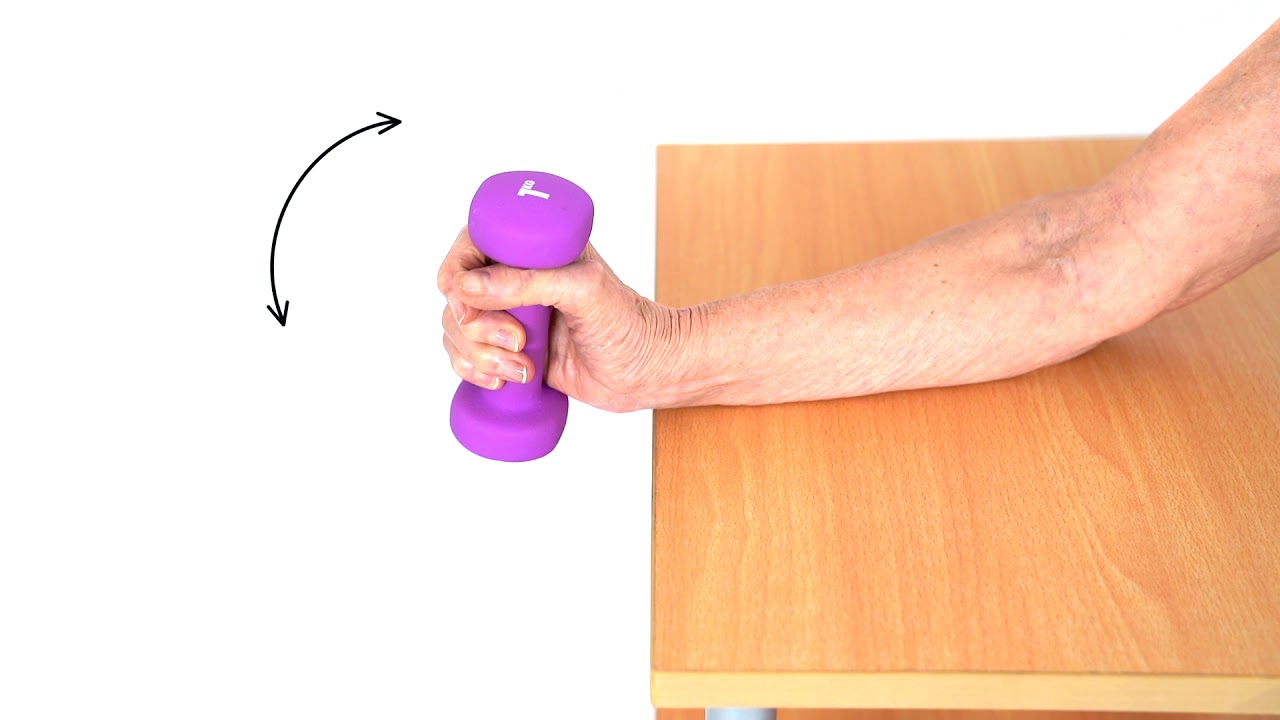 Senior Exercises Hand Therapy Radial and Ulnar Deviation Dumbbell Table YouTube