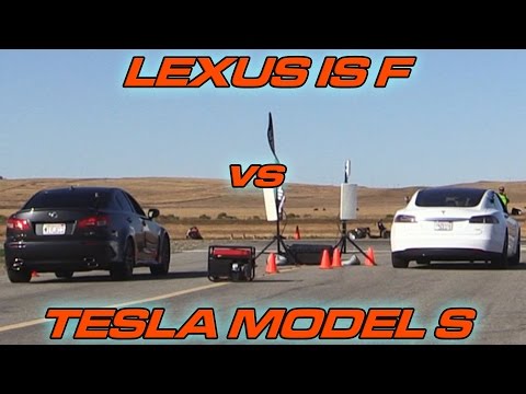 Tesla Model S vs Lexus ISF - 1/2 Mile Drag Race!