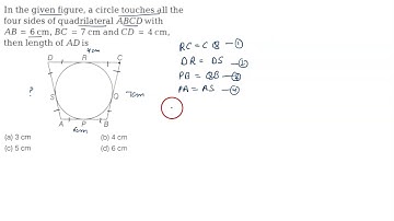 in the given figure a circle touches all the four sides of quadrilateral ABCD with AB = 6cm, BC = 7c