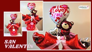 Bouquet de globos para San Valentin Oso Love – Valentine Balloon Bouquet
