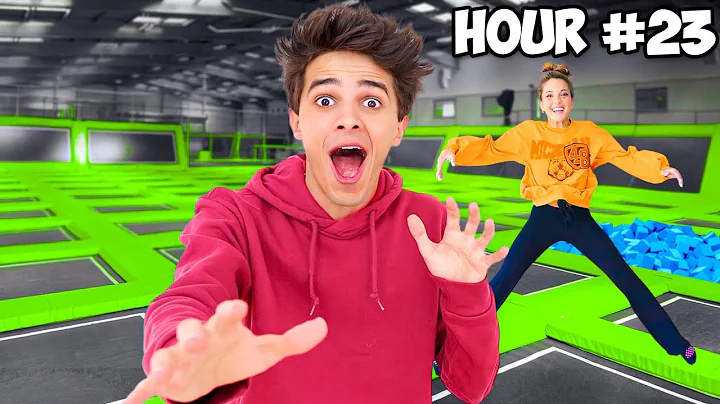 24 HOUR OVERNIGHT CHALLENGE in TRAMPOLINE PARK!!