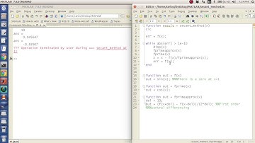 MATLAB Help - Secant Method