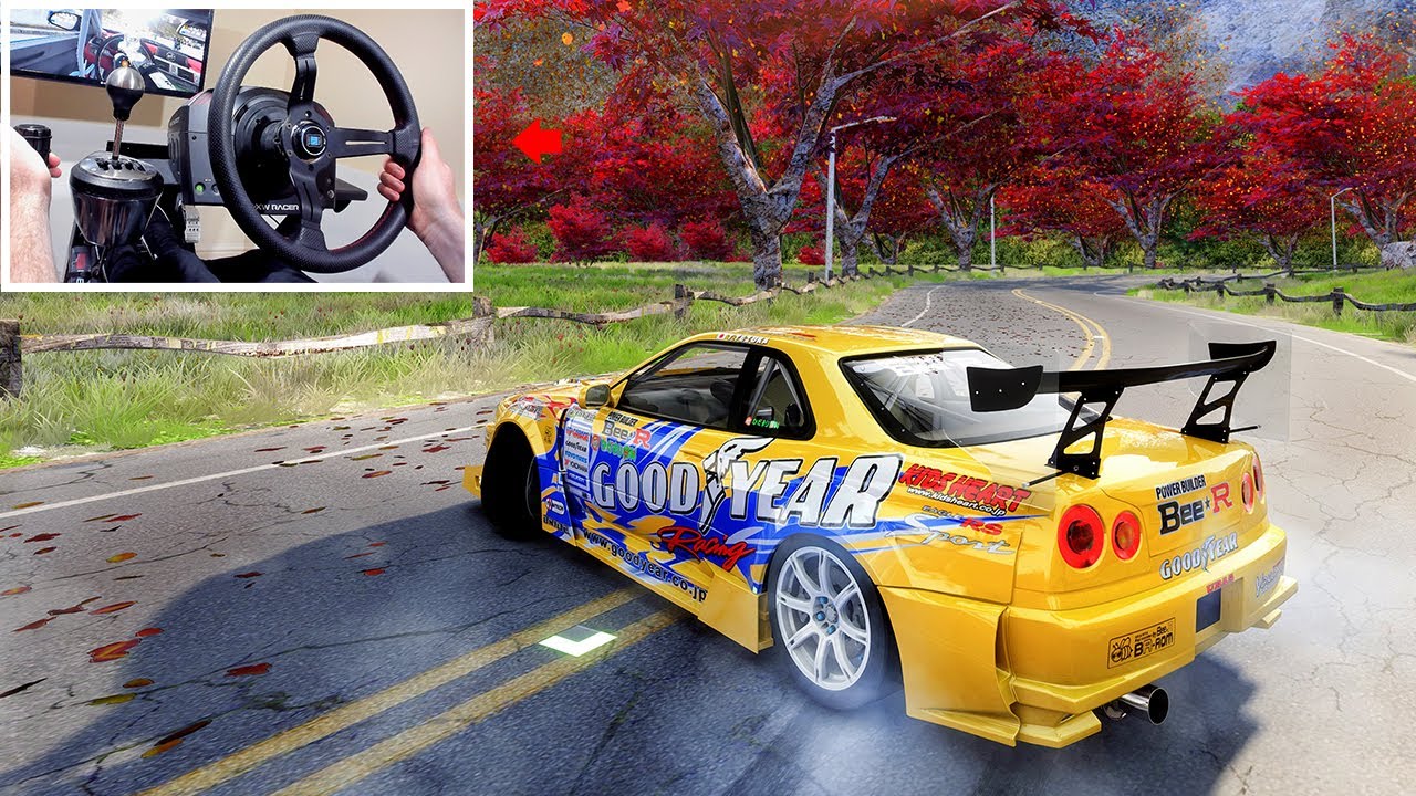 MAX Angle Drift in Nissan R34 at Fantasy Touge (4K) w/Steering Wheel | Assetto Corsa