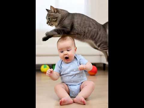 Baby Giggles Uncontrollably While Playing with Curious Kitten! 😂🐾👶