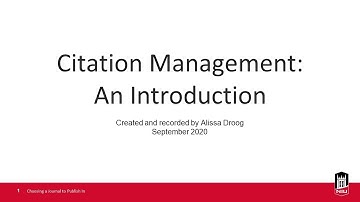 Citation Management. An Introduction