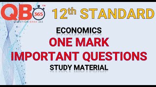 TN | 12th Standard Economics Important one mark Questions | Book back & creative - Full Portion