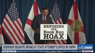 Governor DeSantis speaks at 'Exposing the Book Ban Hoax' presser in Tampa, Florida