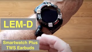LEMFO LEM-D Health/Fitness Blood Pressure Smartwatch with integrated TWS Earbuds: Unbox & 1st Look