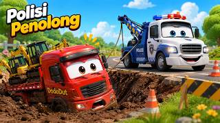 Truk Polisi Penolong🚨👮‍♂️| Roda Roda Truk Berputar - Lagu Anak Lucu & Edukatif🎵🎶| DodoDut Kids