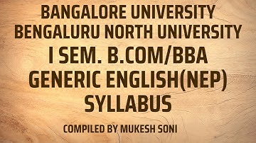 Syllabus -1st Sem. B.Com./BBA-Generic English-BU/BNU