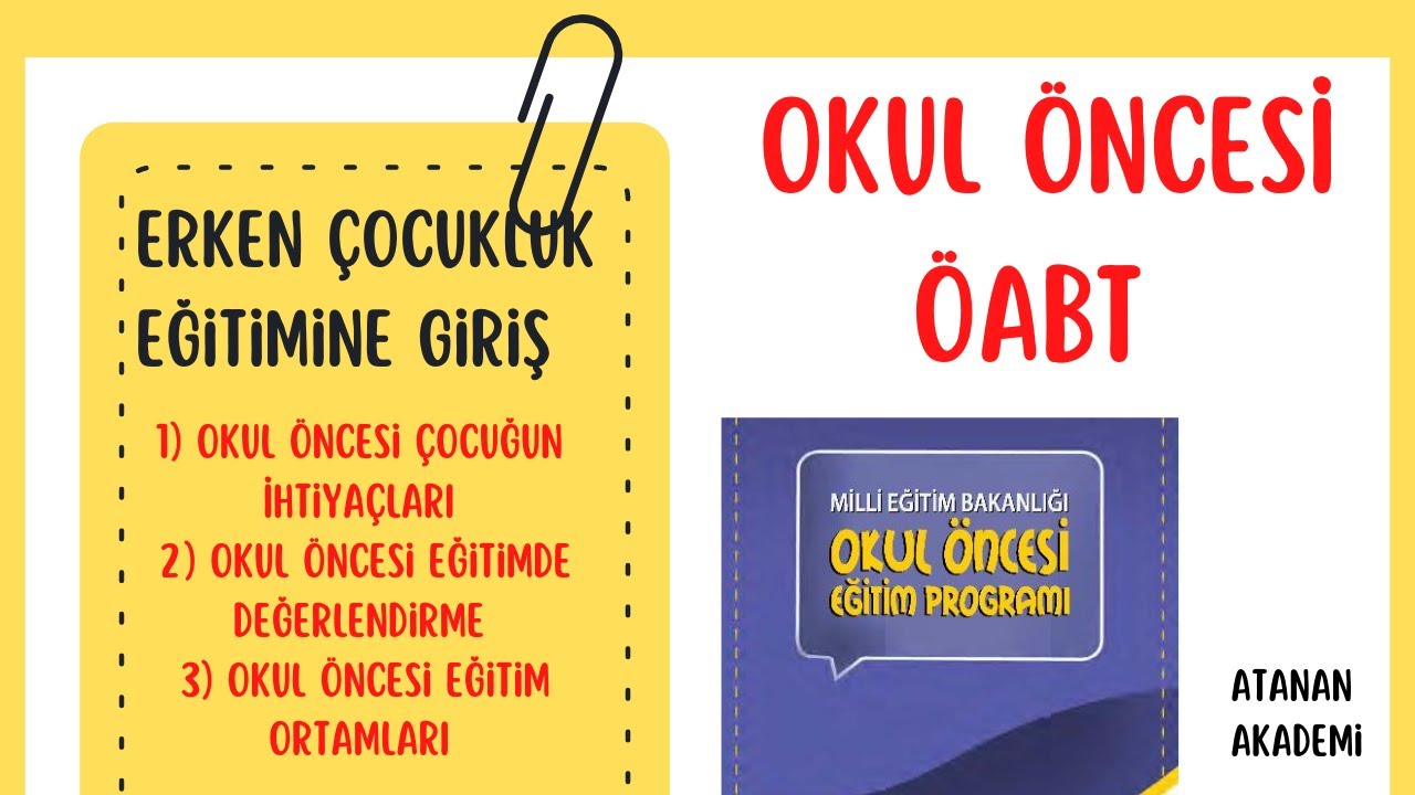 20)Okul Öncesi Çocuğun İhtiyaçları-Okul Öncesi Eğitimde Değerlendirme-  Okul Öncesi Eğitim Ortamları
