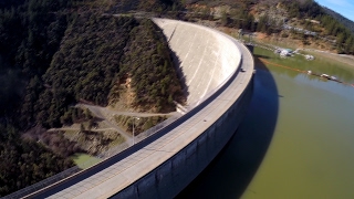 Aerial Drone Views of New Bullards Bar Dam following massive storms
