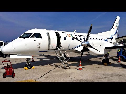 Tus Airways Saab 340B - First Flight to Haifa Airport / LCA-HFA - Amazing Scenery! GoPro Wing View