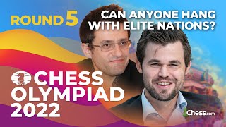44th Chess Olympiad | Fabi, Magnus, Anish, and Chess’ BEST Battle For Strongest Nation Title! | RD 5