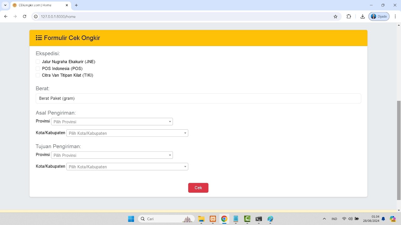 🔴🌟Aplikasi Cek Ongkir Dengan API Raja Ongkir Menggunakan Laravel 11 ...