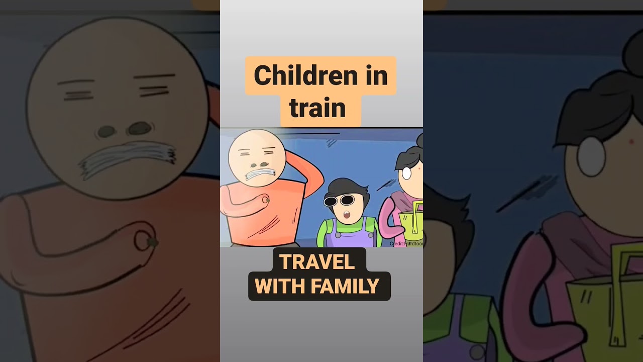 children in train travel with family