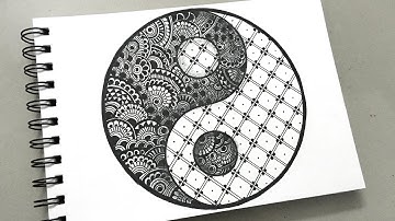 Yin-Yang Mandala Drawing | Easy Mandala Art for Beginners
