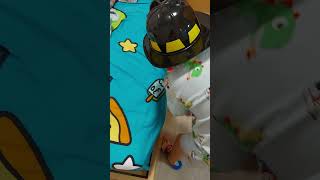 A seven year old boy becomes a firefighter epic scene