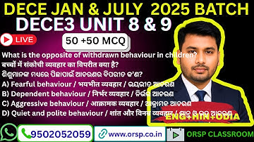 DECE 3 UNIT 8 & 9 | 100 Important MCQ | DECE JAN & JULY 2025 Batch | LIVE Class  |