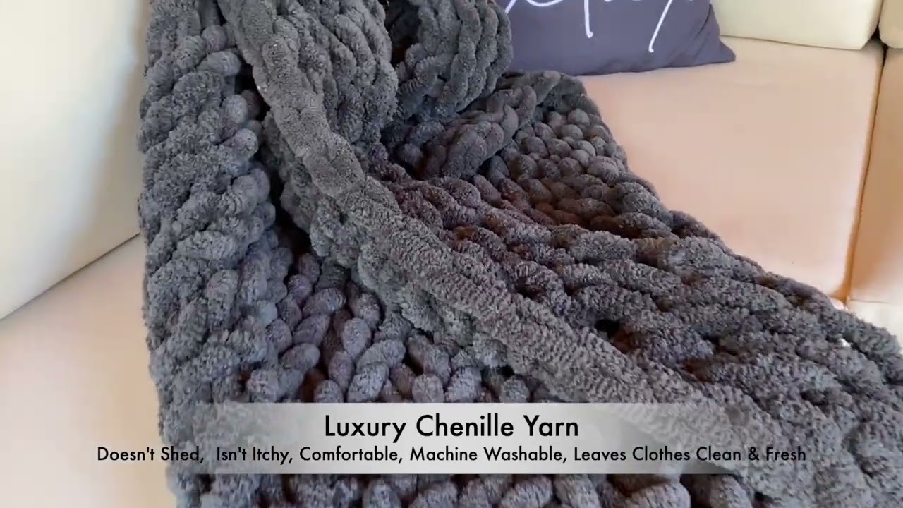 Chunky Knit Throw Blanket - Chenille Yard, Handmade with love