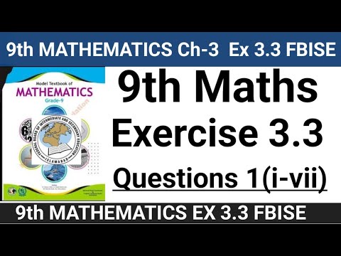 Class 9th Ex 3.3 NBF Maths Ex 3.3 Q no 1 9th Maths Federal Board ...
