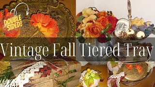 **NEW** HIGH END VINTAGE FALL TIERED TRAY DECOR DOLLAR TREE DIY