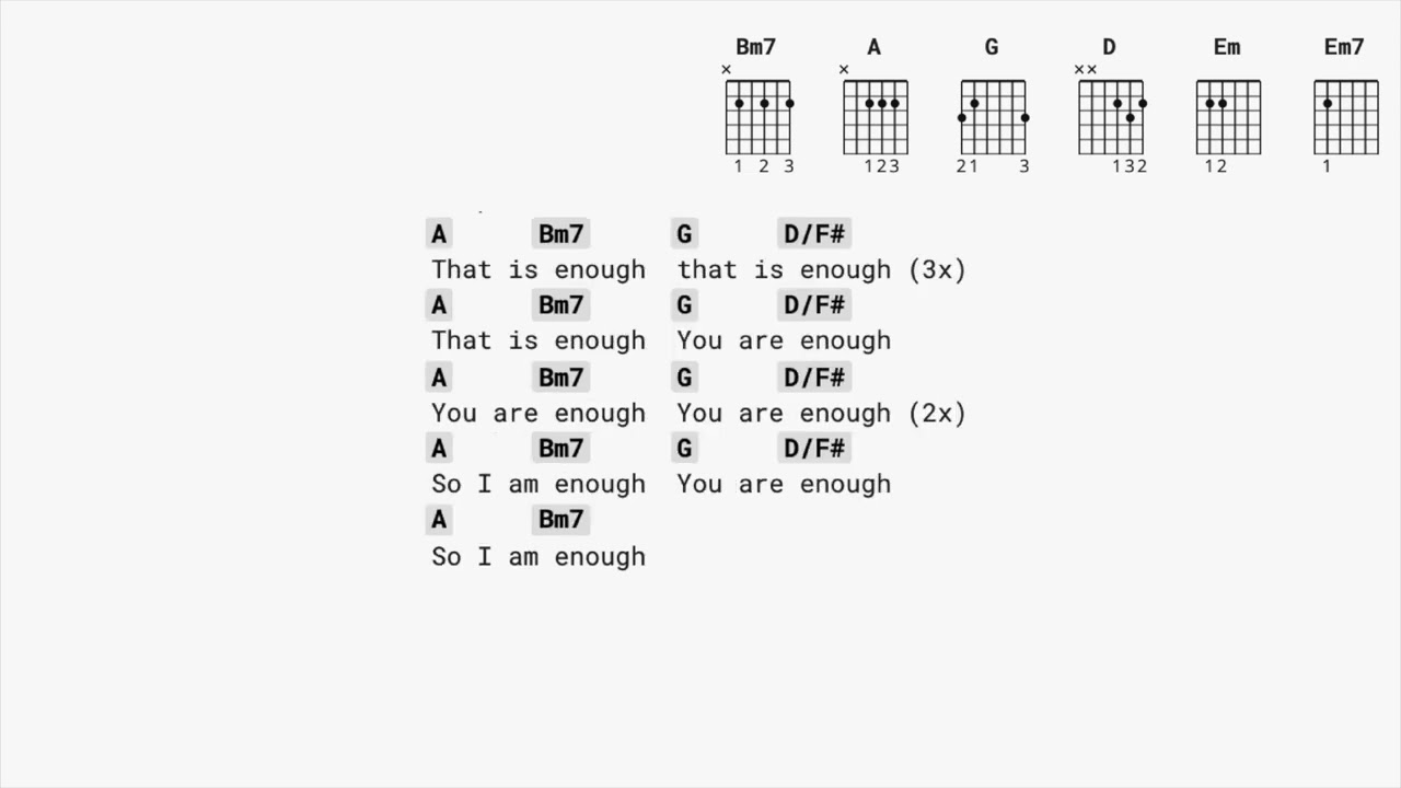 Jireh, You are Enough (CAPO 1) guitar chords YouTube