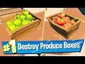 Destroy Apples and Tomato produce boxes at The Orchard Farmers Market Location - Fortnite