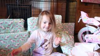 Hallie's 4th Birthday opening  presents and you won't believe what she did !!!