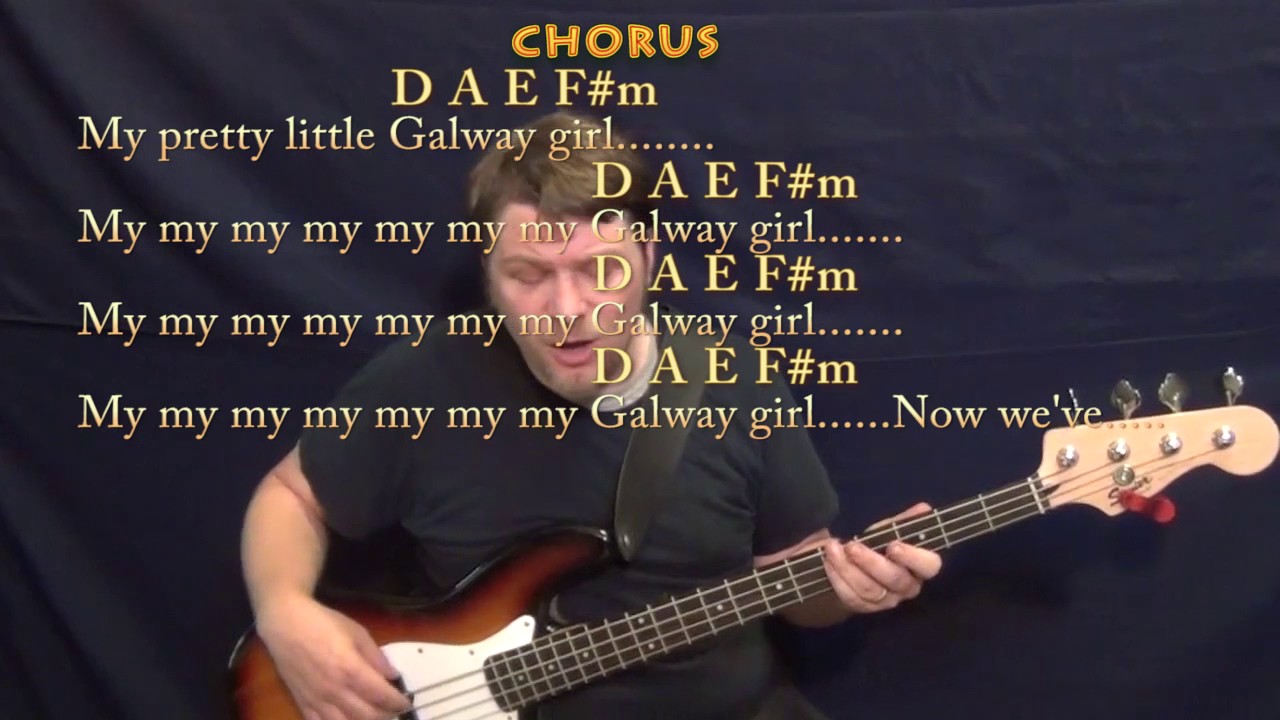Galway Girl (Ed Sheeran) Bass Guitar Cover Lesson in A with Chords