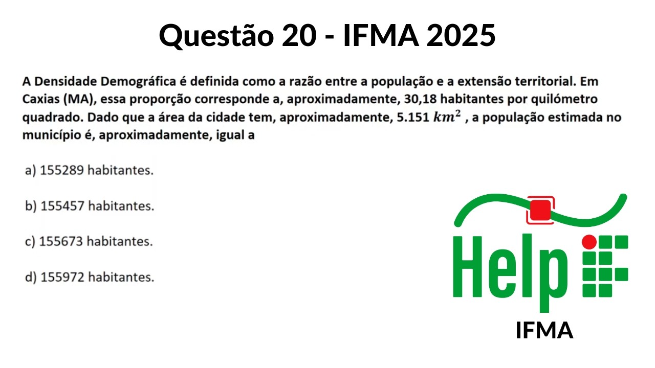 Prova do IFMA 2025 integrado - Questão 20 - YouTube