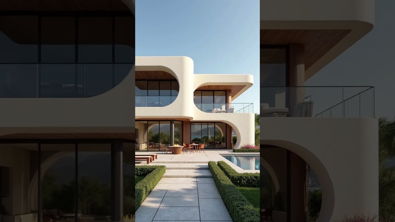  2 Story Oceanfront Villa With Organic Curves And Panoramic Glass Facade Design Outdoors