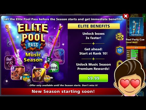 New Buying Elite Pool Pass Music Season 8 Ball Pool Venice With Max Level Pool Party Cue