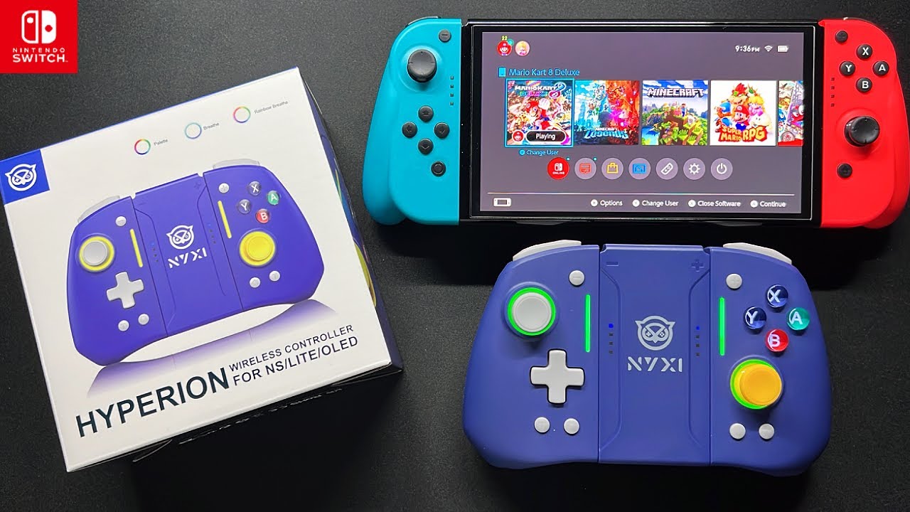 NYXI Hyperion Transparent Style Wireless Joy-pad with 8 Color LED for  Switch/Switch OLED, Hyperion switch controller with RGB Lights,  Programmable, joy cons nyxi 