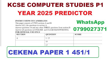 CEKENA KCSE 2025 Computer Studies Paper 1 Predictor 🔥 Must-Watch for Top Scores!