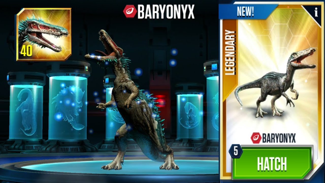Baryonyx Max Level Jurassic World The Game YouTube