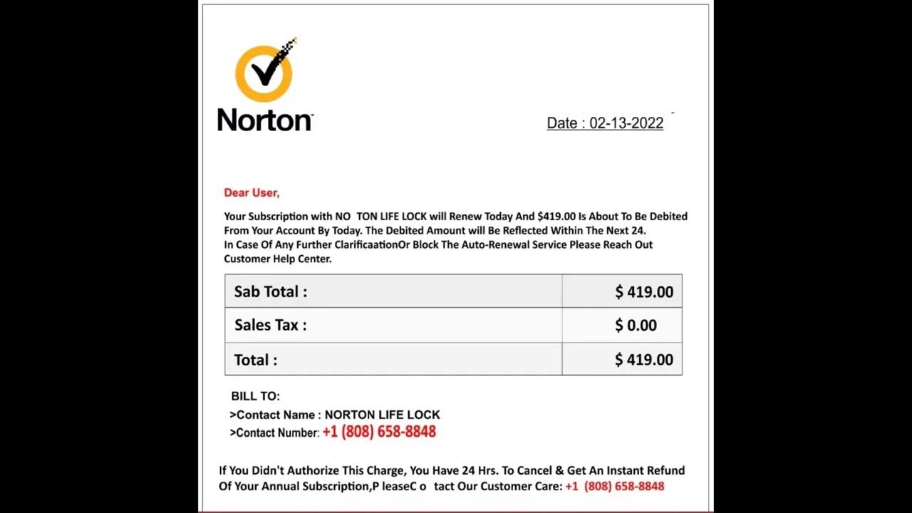 Norton Life Lock email from intuit scam explained YouTube