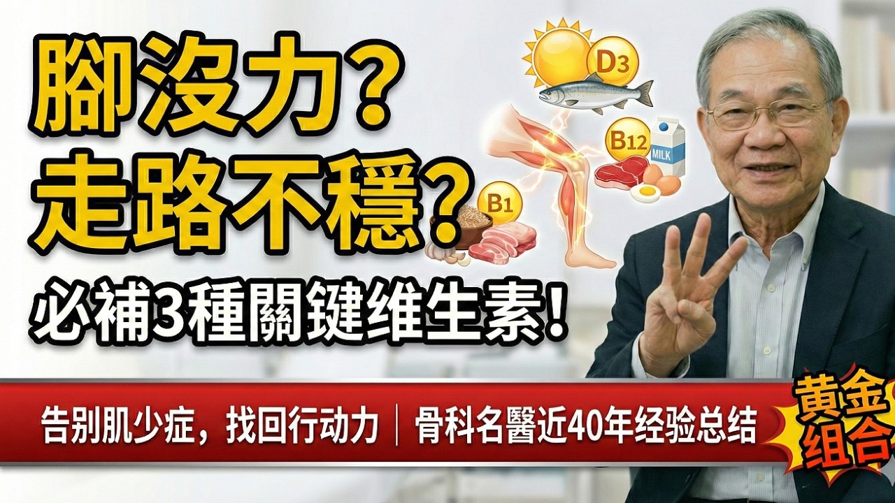 腿沒力、走不穩？其實是你缺這「3種維他命」！60歲後這樣吃，雙腿有力不跌倒 (內附黃金服用時間表)