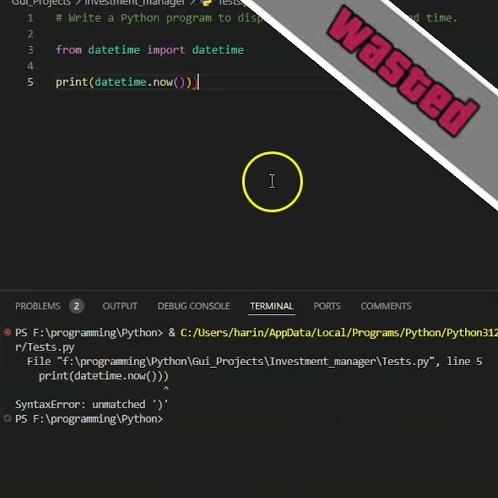 Current datetime in python programming code coding datetime 