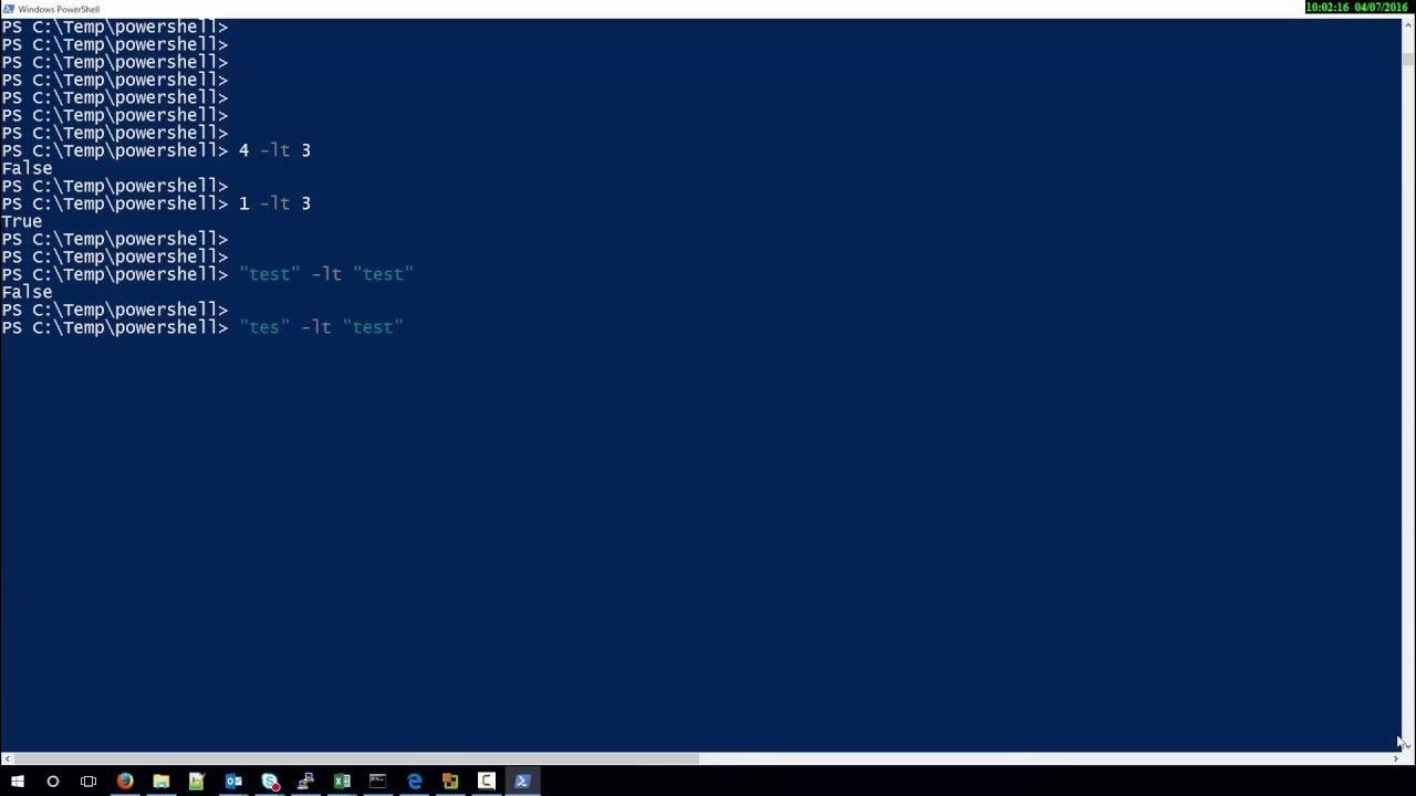 Powershell logical operator -lt - YouTube