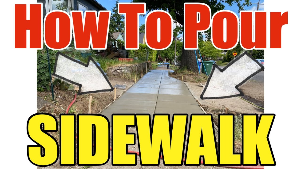How To Pour A Concrete Public Sidewalk with Broom Finish Step by Step ...