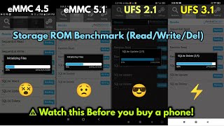 eMMC 4.5 Vs eMMC 5.1 Vs UFS 2.1 Vs UFS 3.1 Speed Test⚡