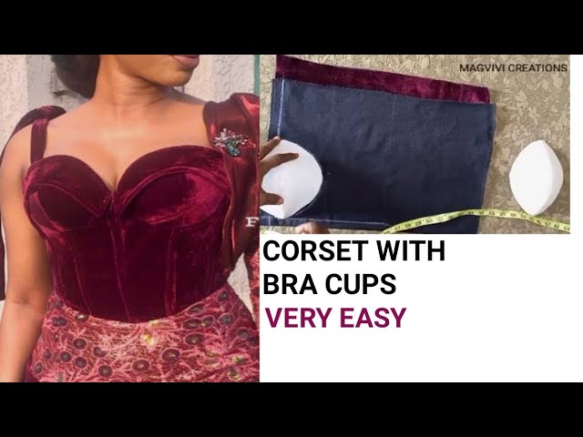 HOW TO SEW CORSET WITH BRA CUPS. MAKE CORSET WITH BRA CUPS. 