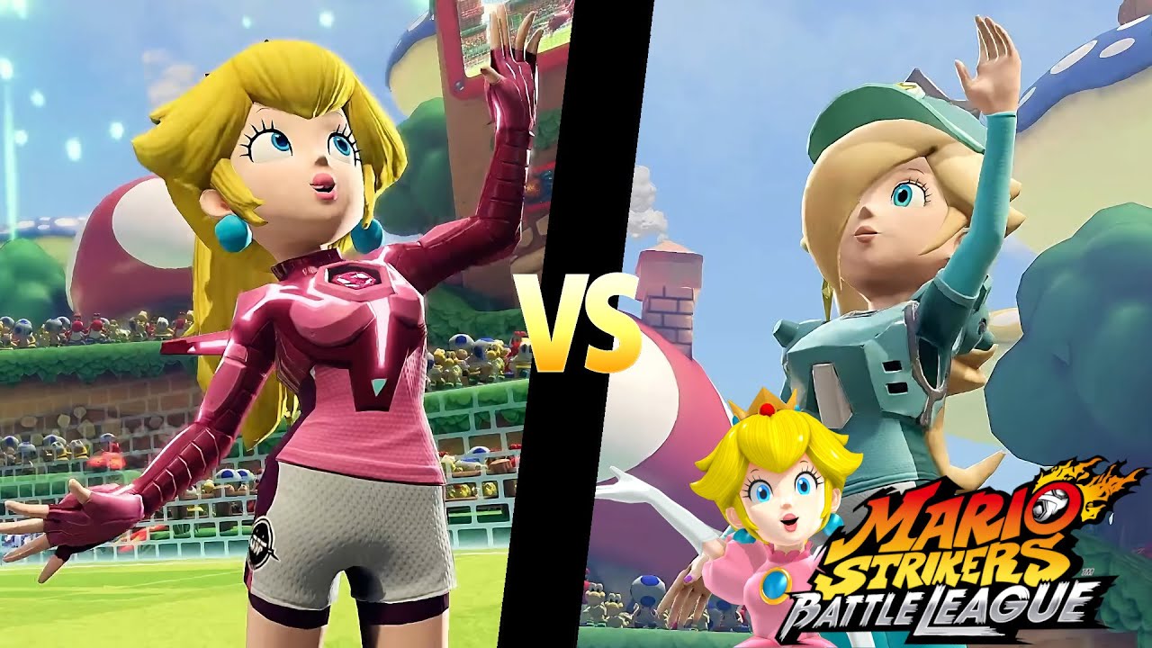 Mario Strikers Battle League Team Peach vs Team Rosalina in Mushroom ...