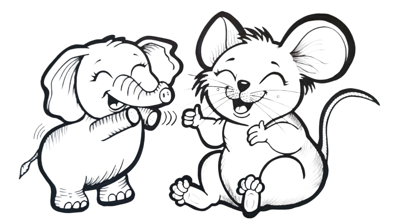 Простой пошаговый урок по рисованию слона и мыши | Милый мультяшный эскиз