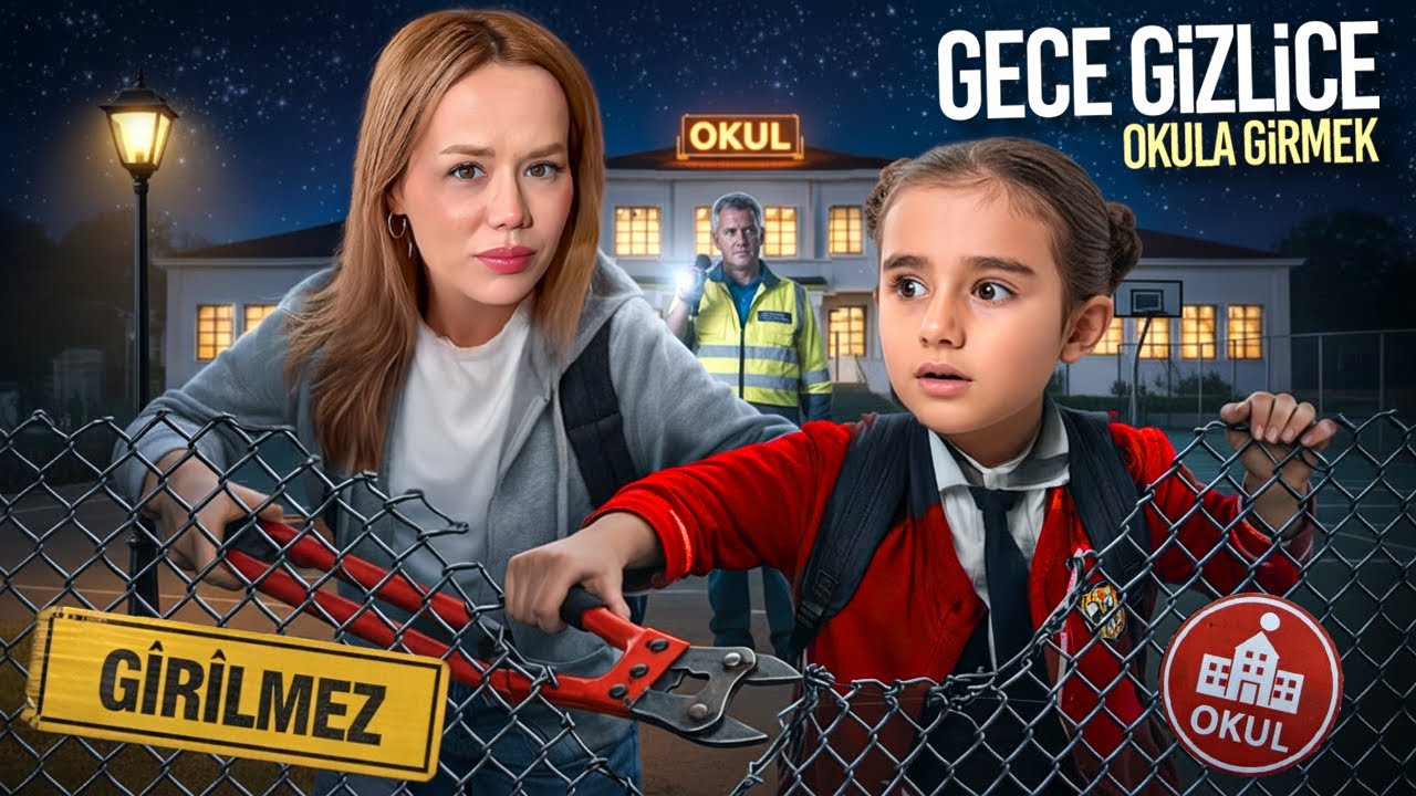 GECE GİZLİCE ÖYKÜ’NÜN OKULUNDA KALDIK ! YAKALANDIK !? | Gamze Karta Öykü Karta