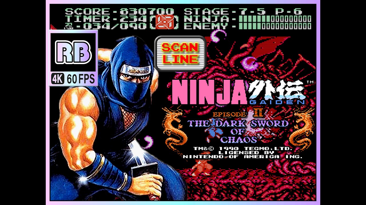 【レア】 忍者龍剣伝 （NINJA GAIDEN）【LD】 1990 [RBM 4K 60fps] NES 忍者龍剣伝II 暗黒の邪神剣 / Ninja Gaiden