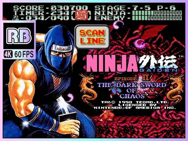 1990 [RBM 4K 60fps] NES 忍者龍剣伝II 暗黒の邪神剣 / Ninja Gaiden